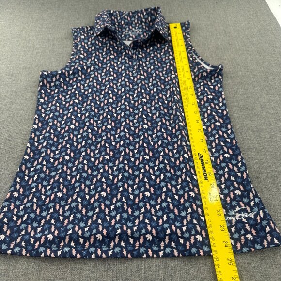 Coby Stevens Womens Golf Tank top Collared Medium Birds Print Blue Peach - Picture 6 of 10